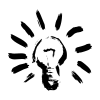 Cartoon black and white lightbulb logo